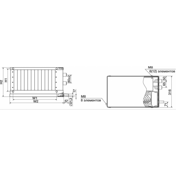 Фреоновый охладитель Shuft WHR-R 500х250/3 Фреоновый охладитель Shuft WHR-R 500х250/3